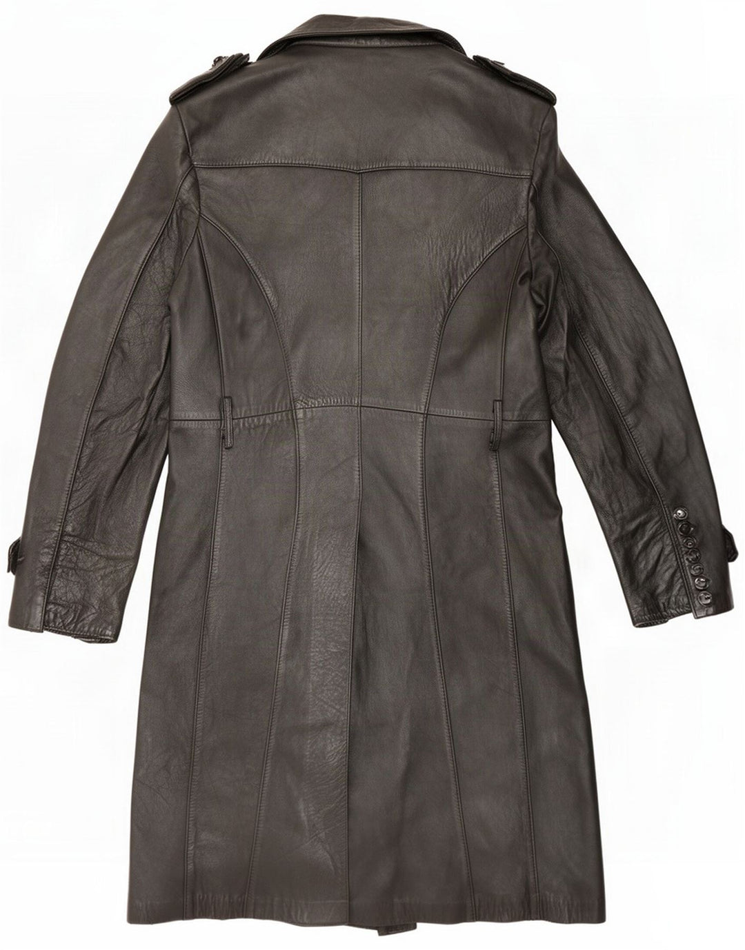 Marcos Womens Leather Double Breasted Coat IT 56 4XL Black