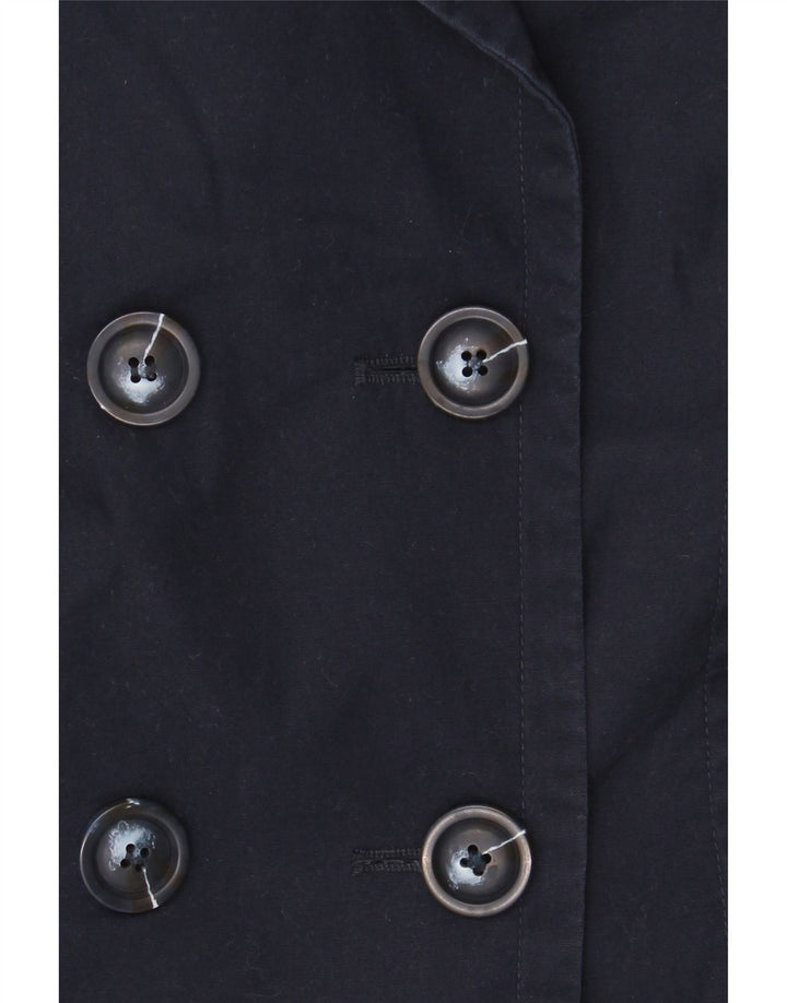 Marks & Spencer Womens Pea Coat UK 10 Small  Navy Blue Cotton