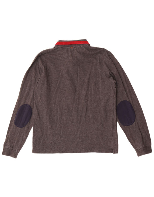 Sun68 Boys Long Sleeve Polo Shirt 13-14 Years Medium Grey Cotton