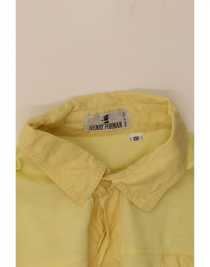 VINTAGE Mens Short Sleeve Pullover Shirt Small Yellow Cotton Vintage Vintage and Second-Hand Vintage from Messina Hembry 