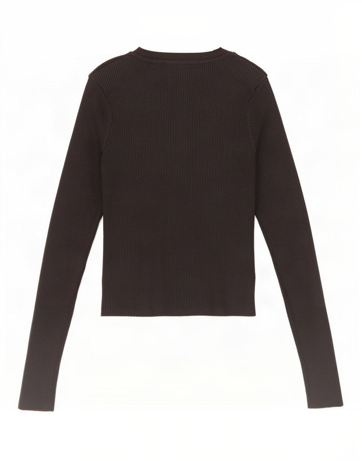 Zara Womens Top Long Sleeve UK 8 Small Black Viscose