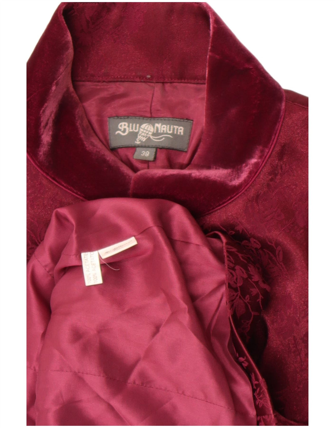 Blunauta Womens 3 Button Oversized Blazer Jacket IT 38 XS Burgundy Floral