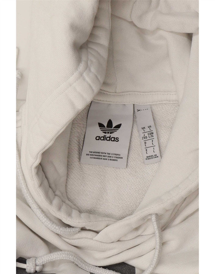 Adidas Mens Graphic Hoodie Jumper Large White