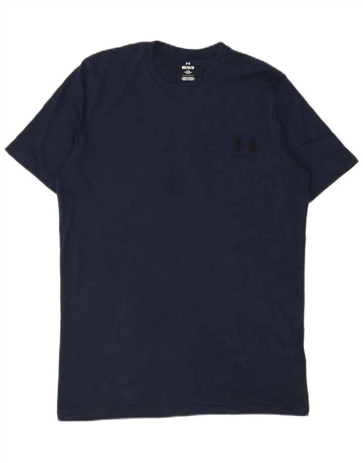 UNDER ARMOUR Mens T-Shirt Top Medium Navy Blue Cotton