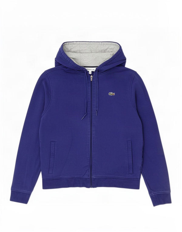 Lacoste Mens Zip Hoodie Sweater Size 5 Large Blue Cotton