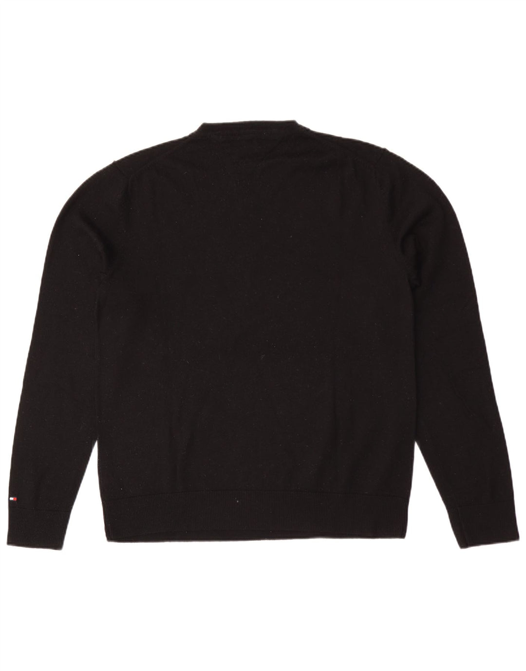 Tommy Hilfiger Mens V-Neck Jumper Sweater XL Black Wool