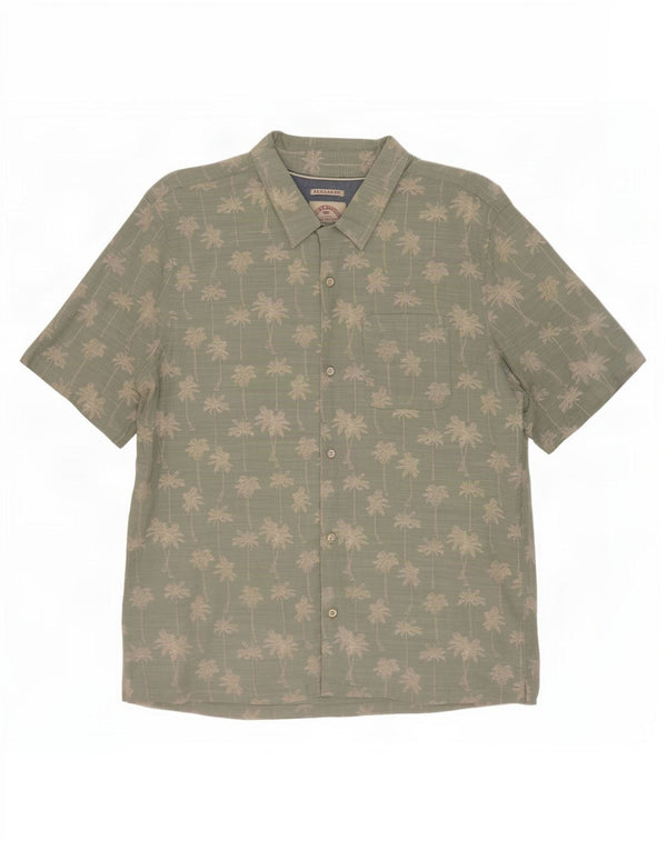 Fat Face Mens Short Sleeve Regular Fit Shirt XL Green Floral Cotton