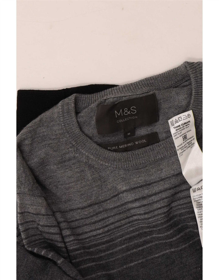 Marks & Spencer Mens Crew Neck Jumper Sweater Medium Navy Blue Colourblock