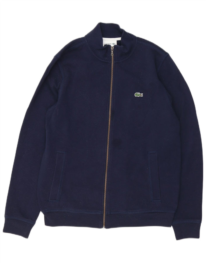 LACOSTE Mens Tracksuit Top Jacket Size 4 Medium Navy Blue Cotton
