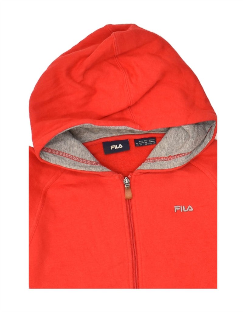 FILA Boys Zip Hoodie Sweater 13-14 Years XL Red Colourblock Cotton | Vintage Fila | Thrift | Second-Hand Fila | Used Clothing | Messina Hembry 