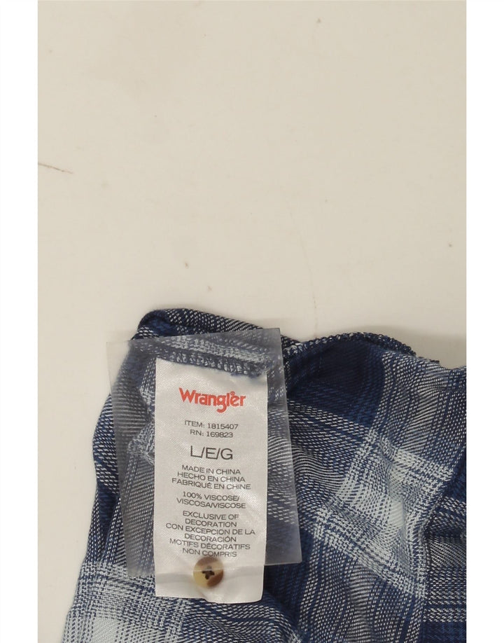 Wrangler Womens 3/4 Sleeve Blouse Top UK 16 Large Blue Check Viscose