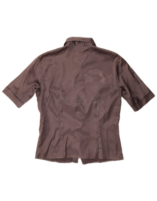 Stefanel Womens Short Sleeve Shirt UK 14 Large Grey