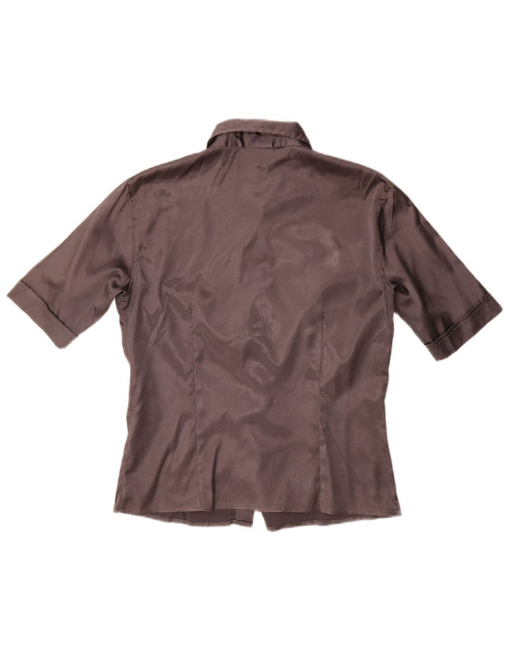 Stefanel Womens Short Sleeve Shirt UK 14 Large Grey