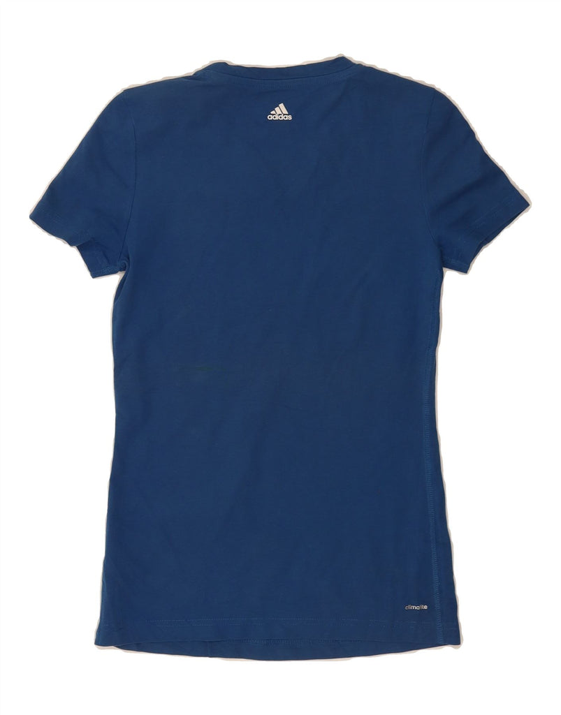 ADIDAS Womens Graphic T-Shirt Top UK 4/6 XS Navy Blue Cotton Vintage Adidas and Second-Hand Adidas from Messina Hembry 