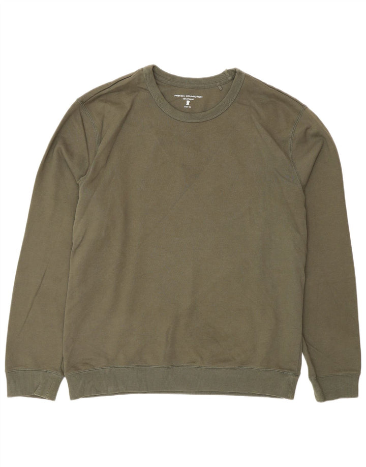 French Connection Mens Sweatshirt Jumper XL Khaki Cotton