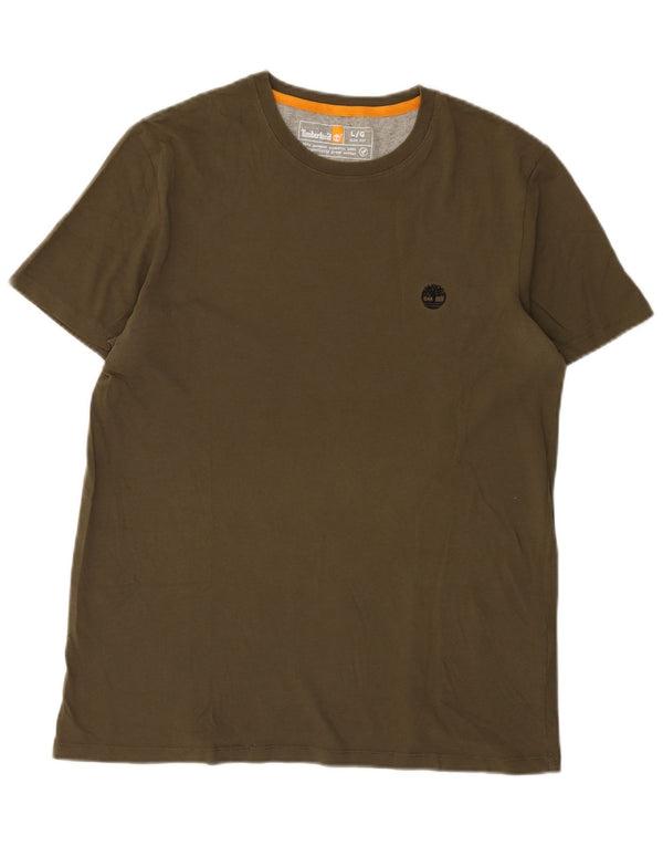 Timberland Mens Slim Fit T-Shirt Top Large Khaki Cotton