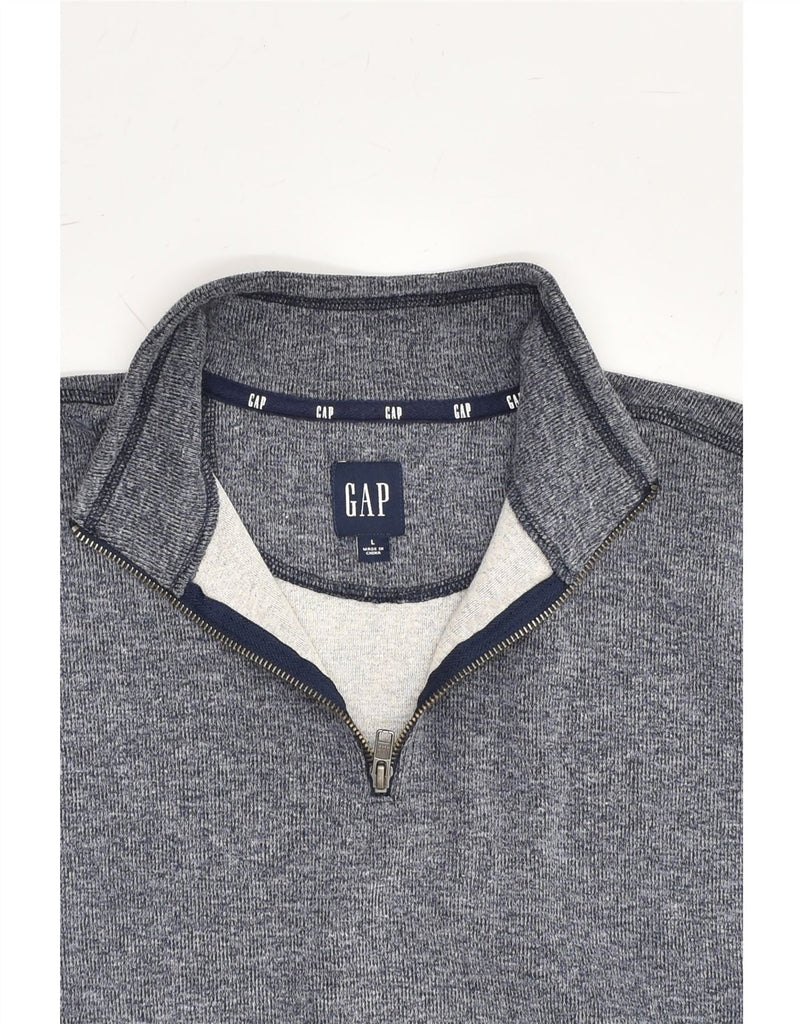 GAP Mens Zip Neck Sweatshirt Jumper Large Blue Cotton | Vintage Gap | Thrift | Second-Hand Gap | Used Clothing | Messina Hembry 