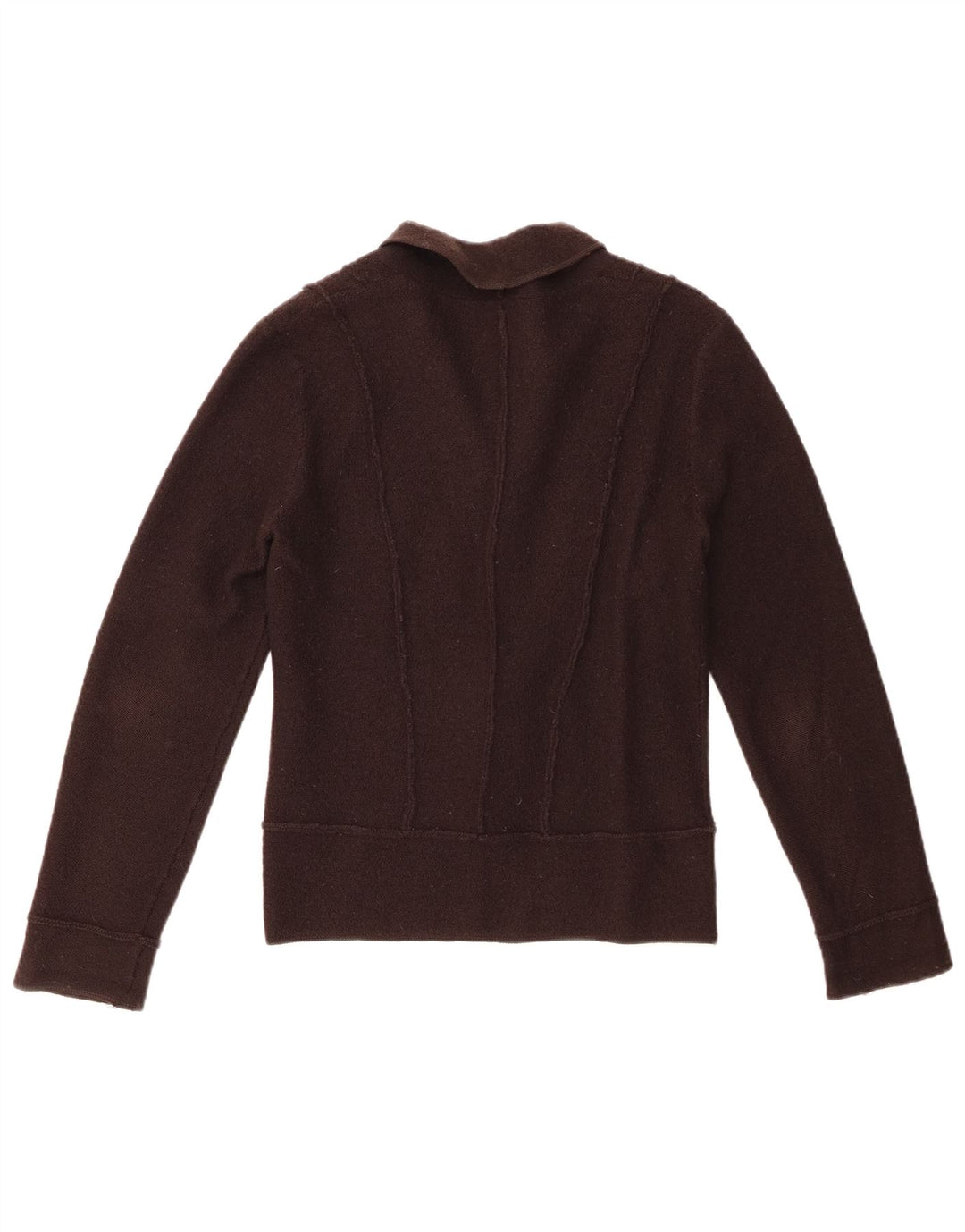 Hobbs Womens Crop Cardigan Sweater UK 12 Medium Brown Merino Wool