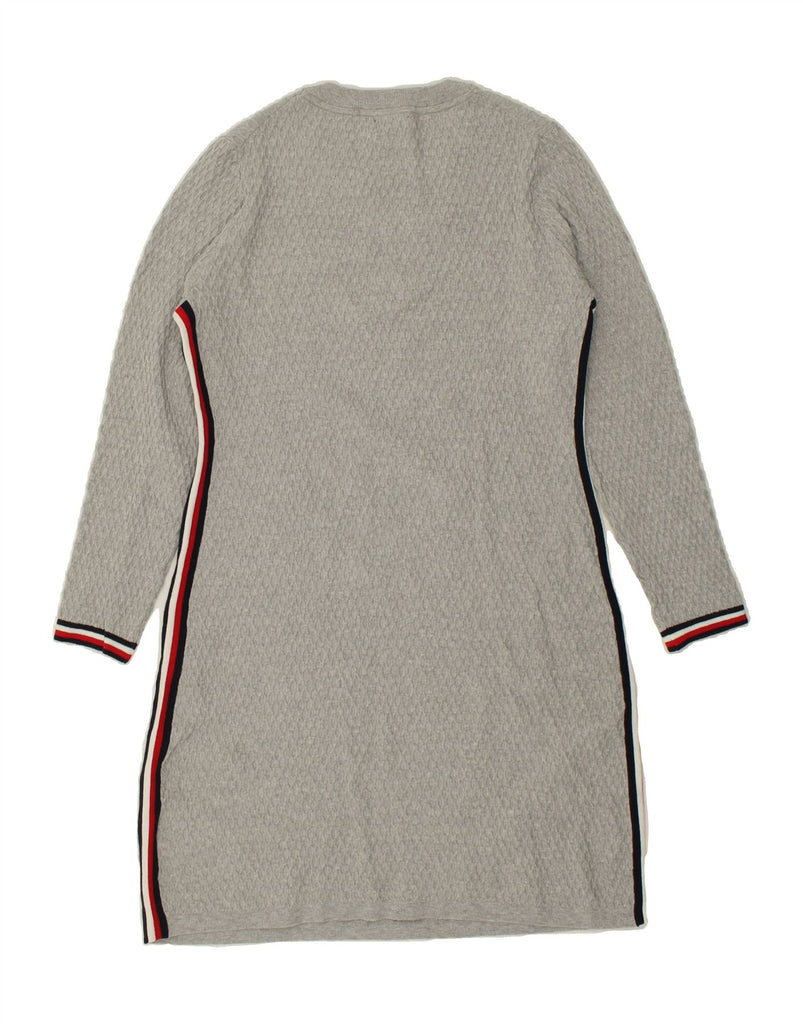 TOMMY HILFIGER Womens Long Sleeve Jumper Dress UK 16 Large Grey Cotton | Vintage Tommy Hilfiger | Thrift | Second-Hand Tommy Hilfiger | Used Clothing | Messina Hembry 