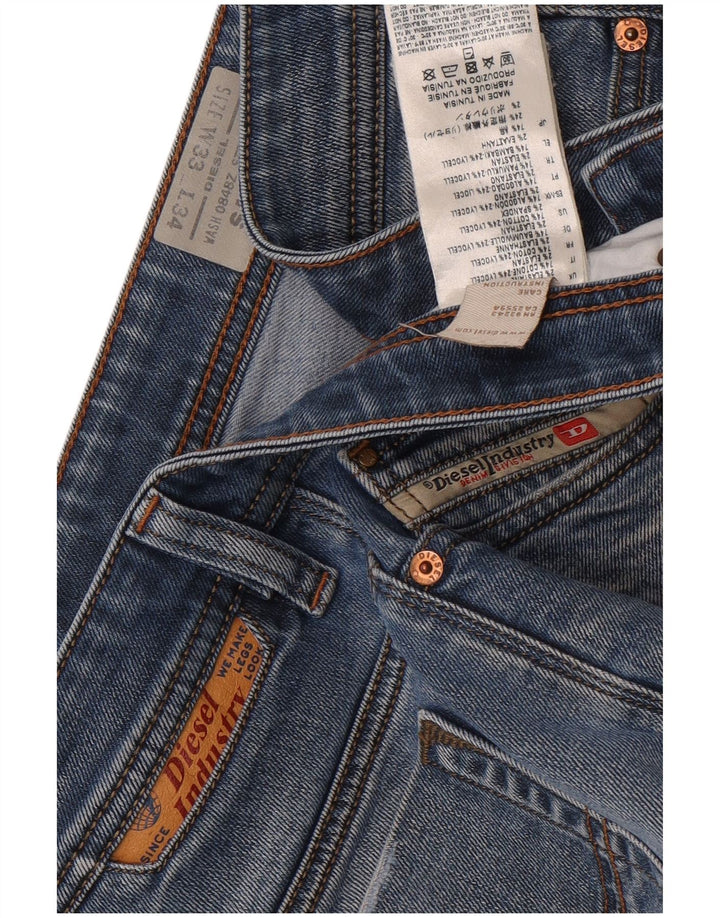 Diesel Mens Straight Jeans W33 L34 Blue Cotton