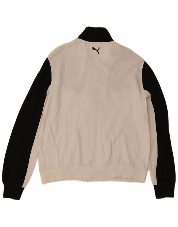 Puma Mens Tracksuit Top Jacket Large White Colourblock Cotton