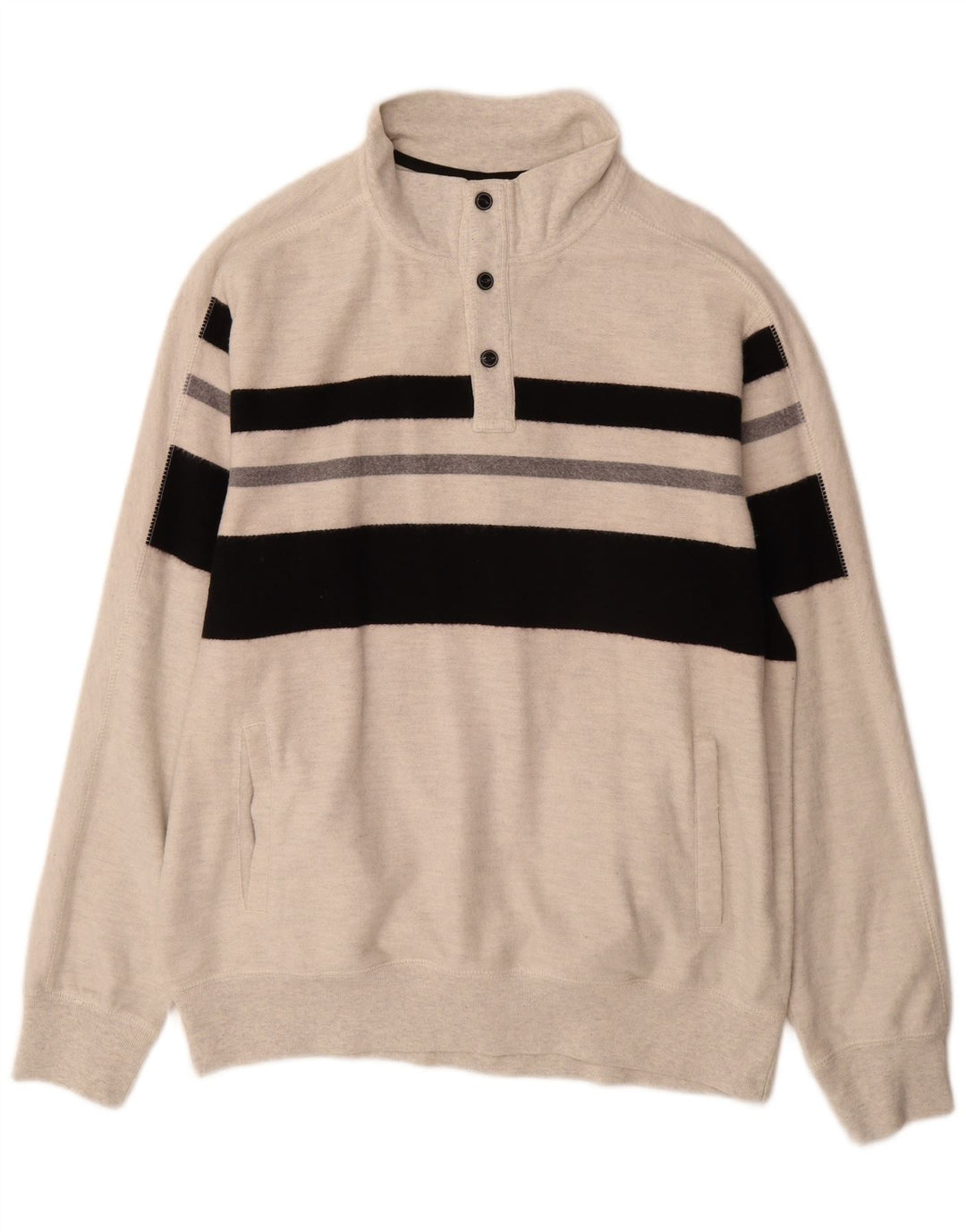 Chaps Mens Button Neck Sweatshirt Jumper XL Grey Colourblock Cotton