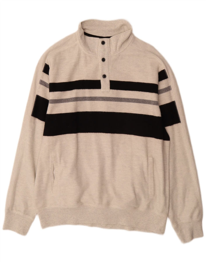 Chaps Mens Button Neck Sweatshirt Jumper XL Grey Colourblock Cotton