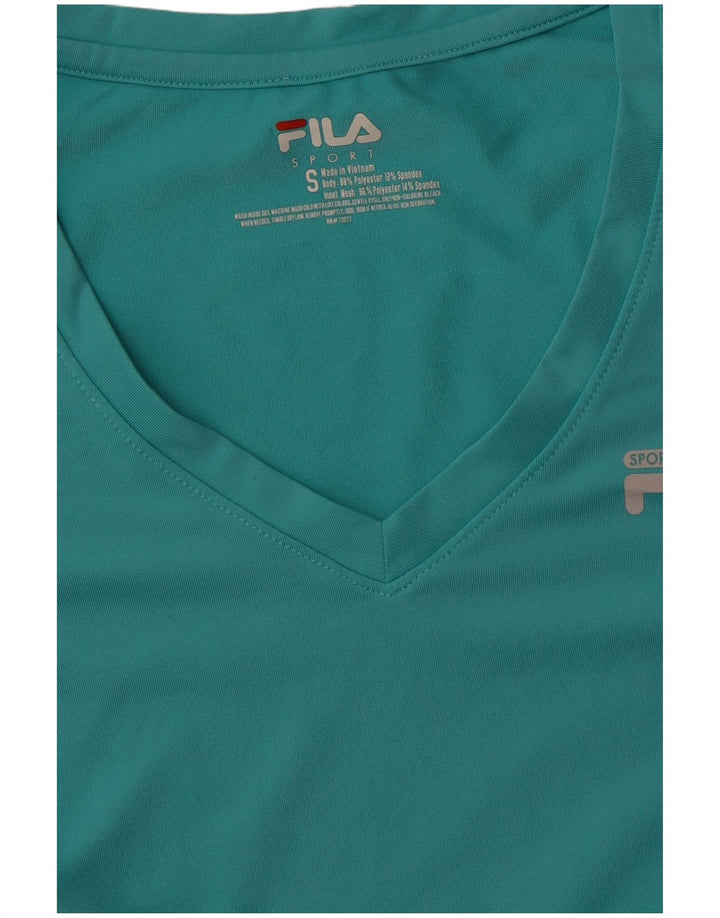 FILA Womens T-Shirt Top UK 8 Small Turquoise Polyester