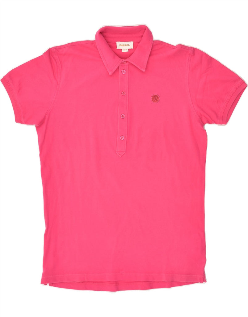 DIESEL Womens Polo Shirt UK 14 Medium Pink Cotton | Vintage Diesel | Thrift | Second-Hand Diesel | Used Clothing | Messina Hembry 