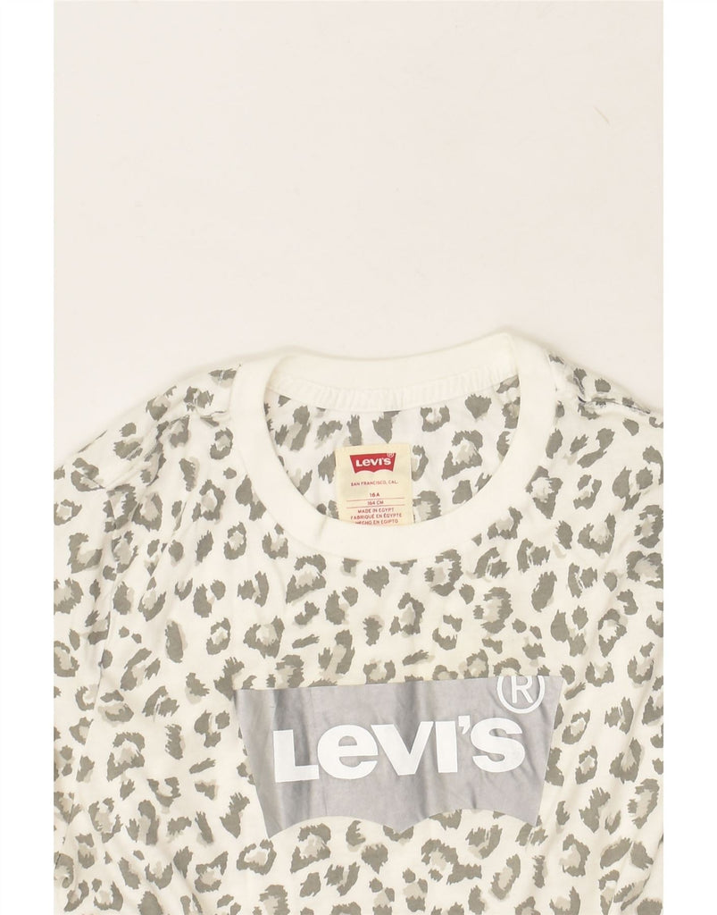 LEVI'S Girls Graphic T-Shirt Top 15-16 Years Grey Animal Print Cotton | Vintage Levi's | Thrift | Second-Hand Levi's | Used Clothing | Messina Hembry 