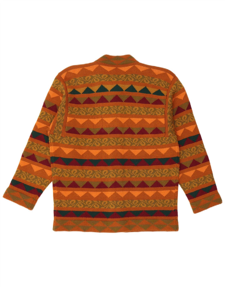 VINTAGE Womens Knit 2 Piece Skirt Set UK 14 Medium W28  Brown Geometric