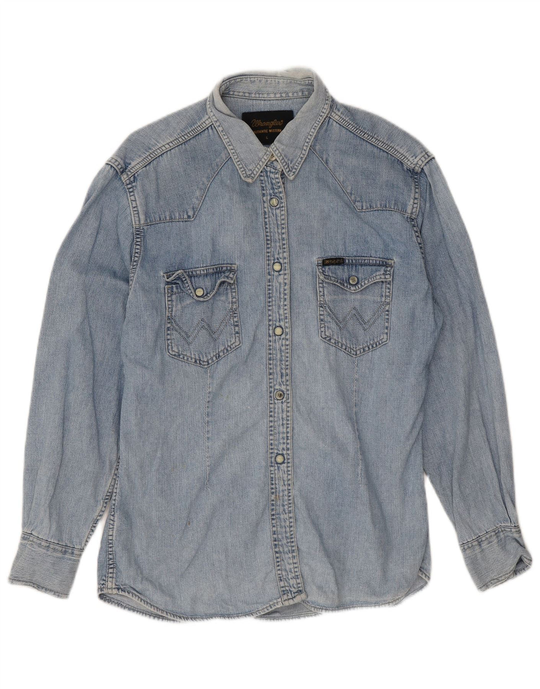 Wrangler Womens Denim Shirt UK 14 Large Blue