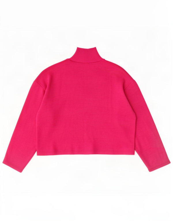 Zara Womens Oversized Turtle Neck Jumper Sweater UK 14 Medium Pink