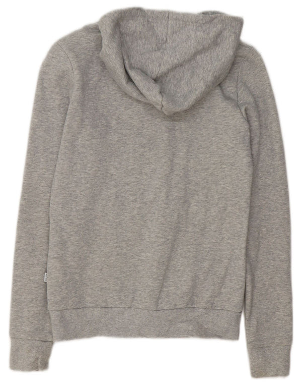 Puma Womens Graphic Hoodie Jumper UK 6 XS Grey Flecked Cotton