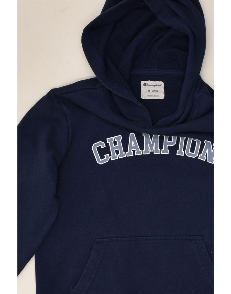 CHAMPION Boys Graphic Hoodie Jumper 9-10 Years Medium  Navy Blue Cotton | Vintage Champion | Thrift | Second-Hand Champion | Used Clothing | Messina Hembry 