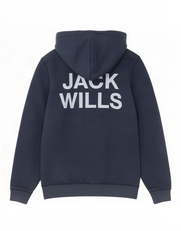 Jack Wills Mens Graphic Zip Hoodie Sweater Medium Navy Blue Cotton