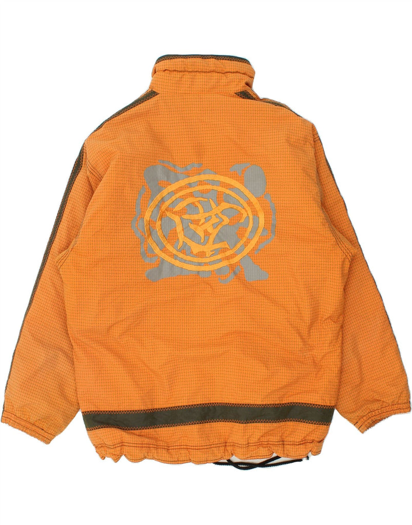 ETIREL Mens Graphic Windbreaker Jacket UK 42 XL Orange Check Nylon Vintage Etirel and Second-Hand Etirel from Messina Hembry 