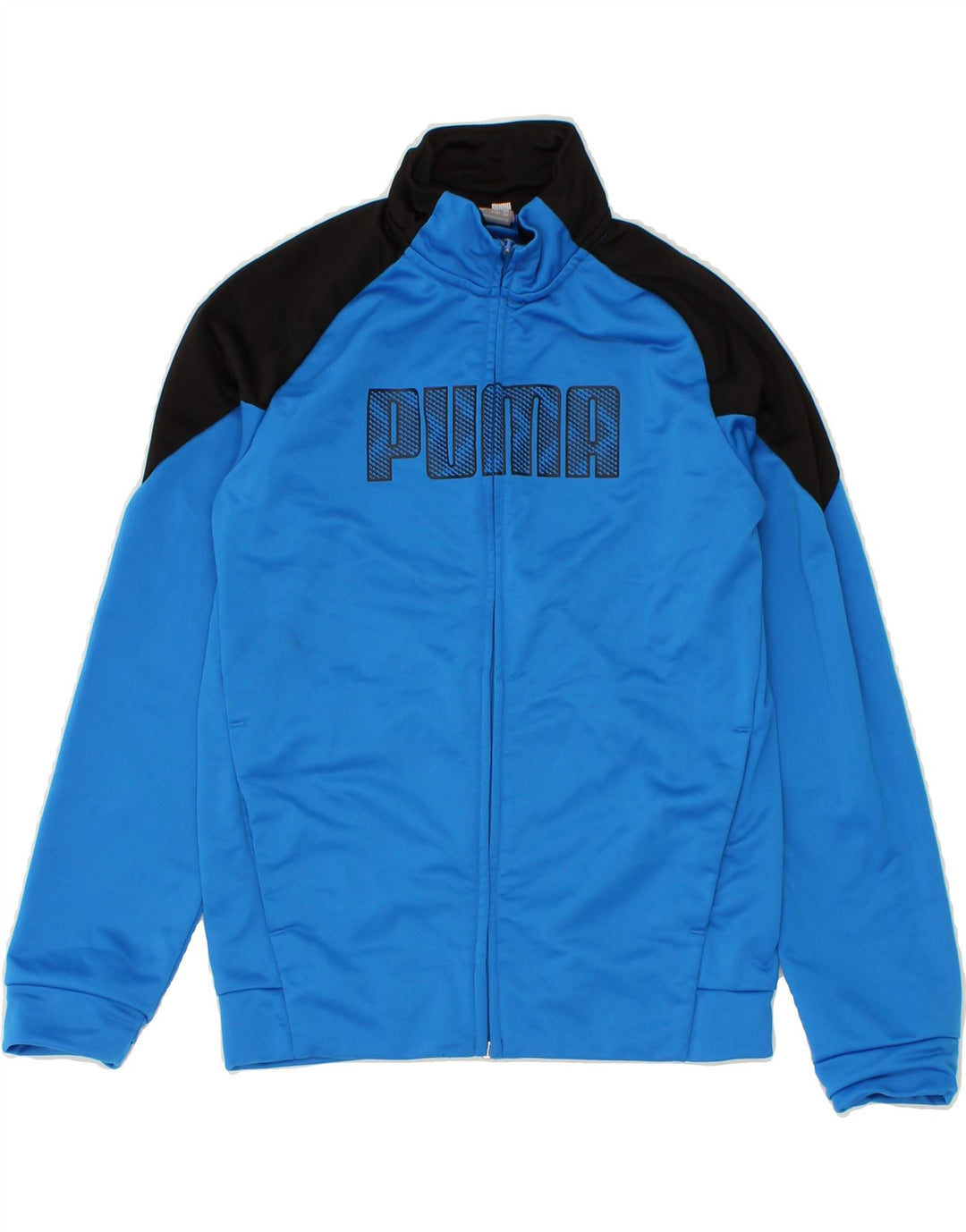 PUMA Boys Graphic Tracksuit Top Jacket 11-12 Years Blue Colourblock Vintage Puma and Second-Hand Puma from Messina Hembry 