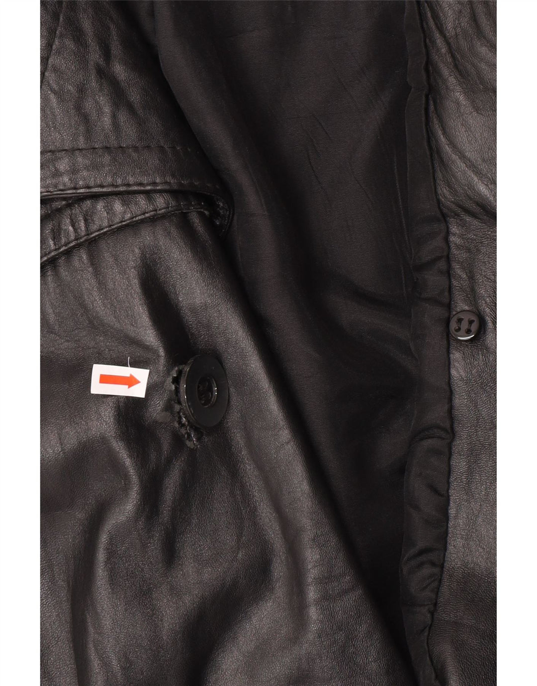 Vintage Mens Double Breasted Leather Jacket UK 40 Large Black Leather