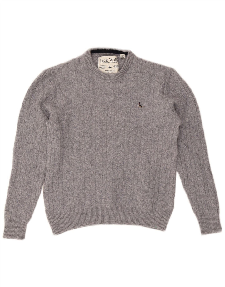 Jack Wills Womens Crew Neck Jumper Sweater UK 14 Medium Grey Flecked Wool