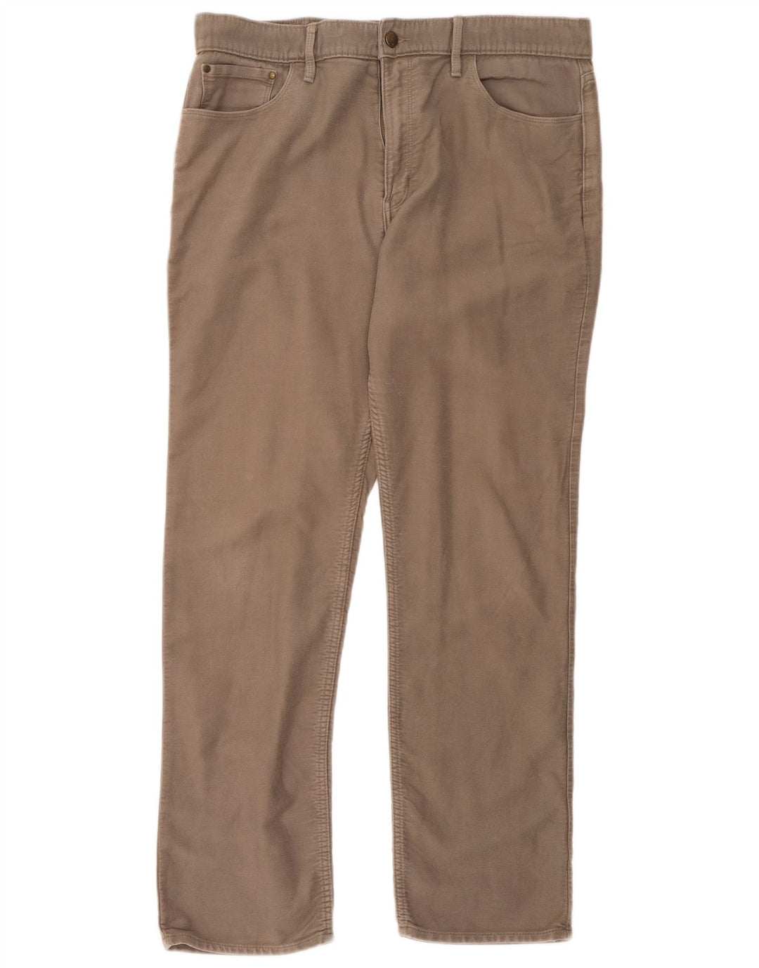Marks & Spencer Mens Regular Casual Trousers W36 L31 Beige Cotton