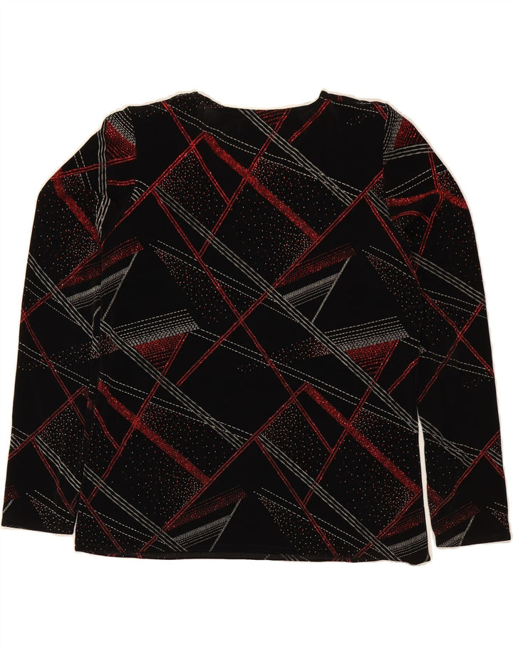VINTAGE Womens Top Long Sleeve UK 18 XL Black Geometric Polyester Vintage Vintage and Second-Hand Vintage from Messina Hembry 