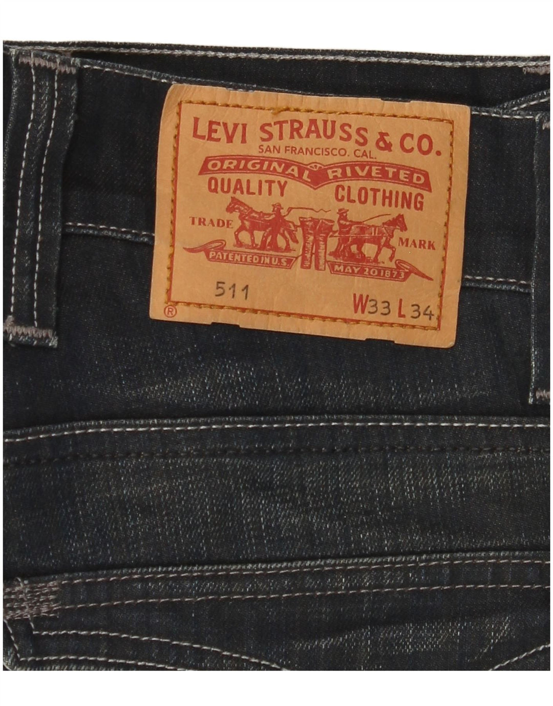 LEVI'S Mens 511 Slim Jeans W33 L34 Navy Blue Cotton
