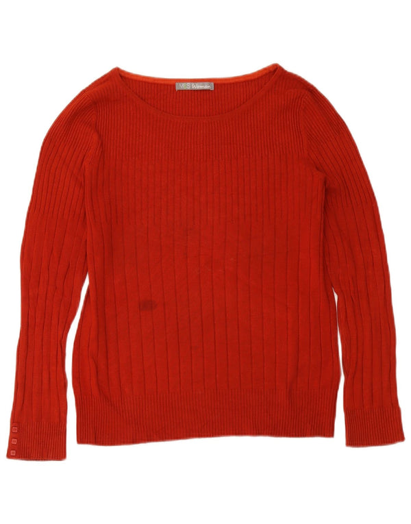 Marks & Spencer Womens Boat Neck Jumper Sweater UK 16 Large Red Viscose
