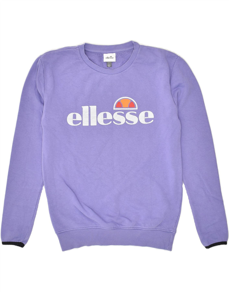 ELLESSE Womens Graphic Sweatshirt Jumper UK  6 XS Purple Cotton | Vintage Ellesse | Thrift | Second-Hand Ellesse | Used Clothing | Messina Hembry 