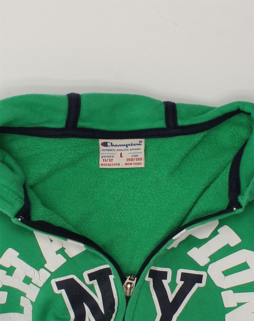 CHAMPION Boys Graphic Zip Hoodie Sweater 11-12 Years Large  Green Cotton | Vintage Champion | Thrift | Second-Hand Champion | Used Clothing | Messina Hembry 