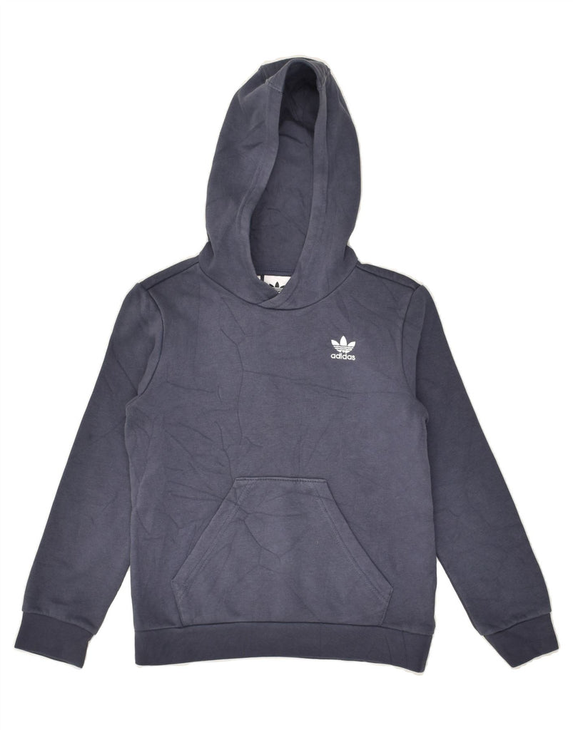 ADIDAS Boys Hoodie Jumper 8-9 Years Navy Blue Cotton | Vintage Adidas | Thrift | Second-Hand Adidas | Used Clothing | Messina Hembry 