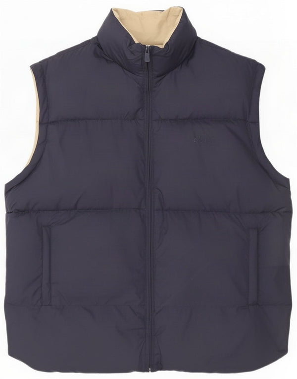 Asics Mens Reversible Padded Gilet UK 42 XL Navy Blue Polyester