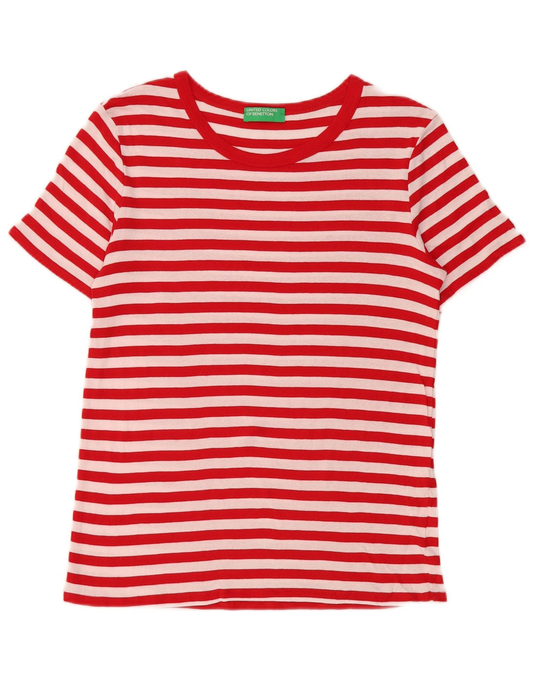 Benetton Womens T-Shirt Top UK 10 Small Red Striped