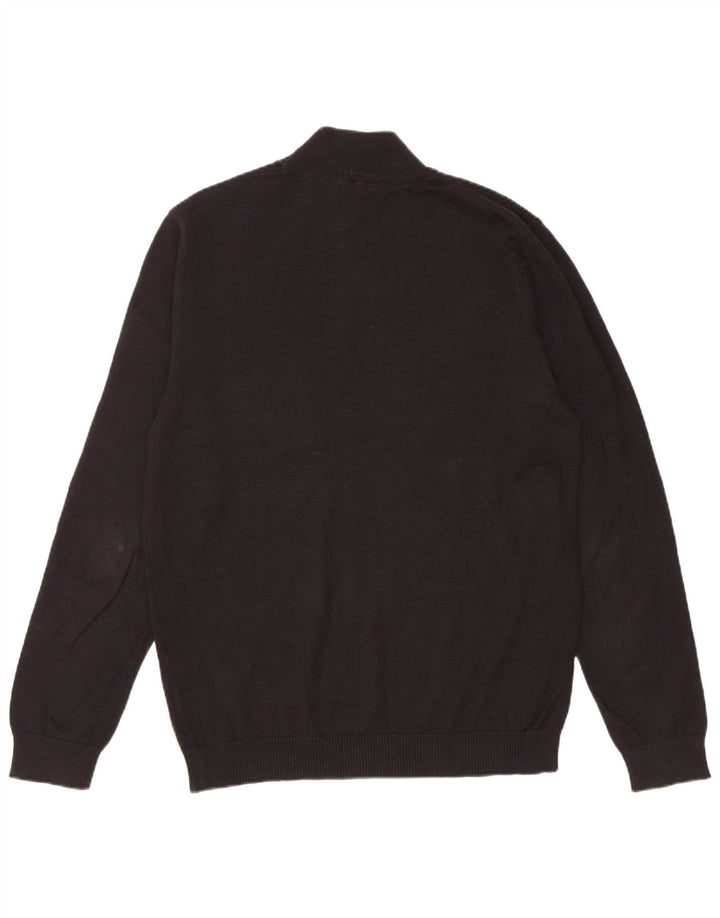 PIERRE CARDIN Mens Turtle Neck Jumper Sweater Large Black Cotton